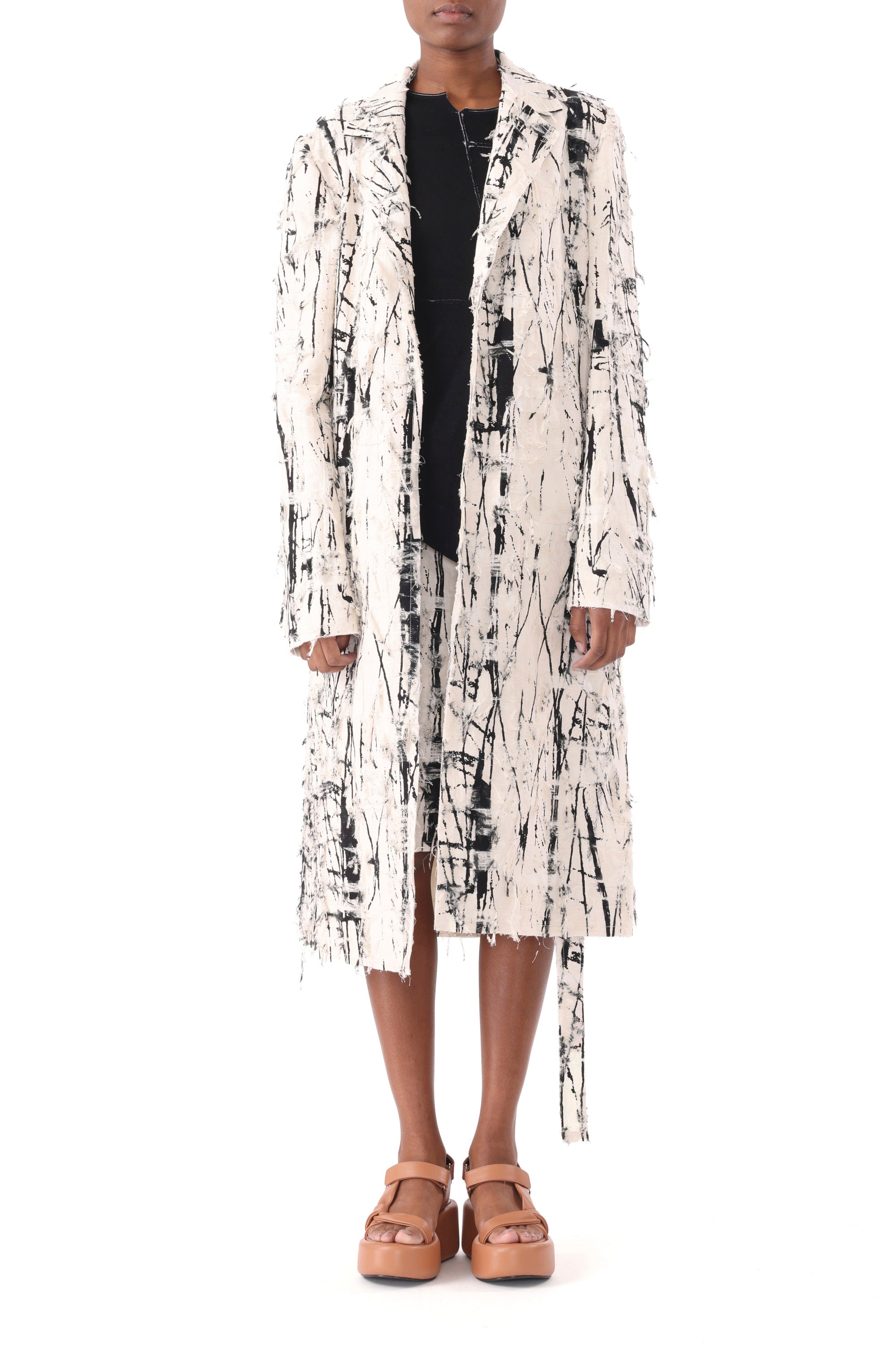 

Жаккардовое пальто с принтом и однобортной застежкой Jason Wu, белый