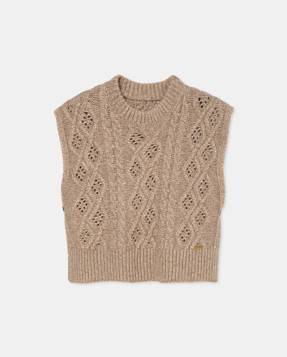 

Вязаный жилет с листочками Tintoretto, коричневый