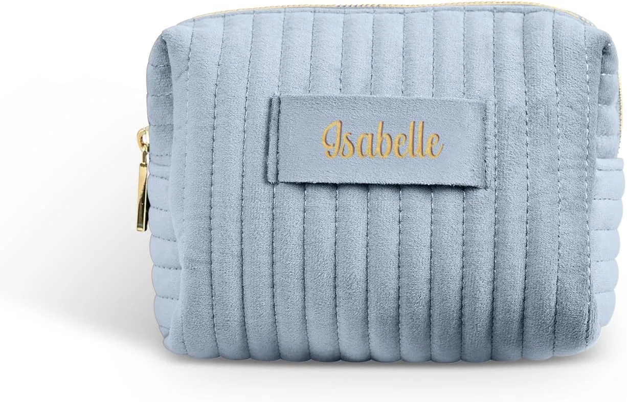 Косметичка из бархата с персонализированным именем от Beauty Kram Love Faith, Blue