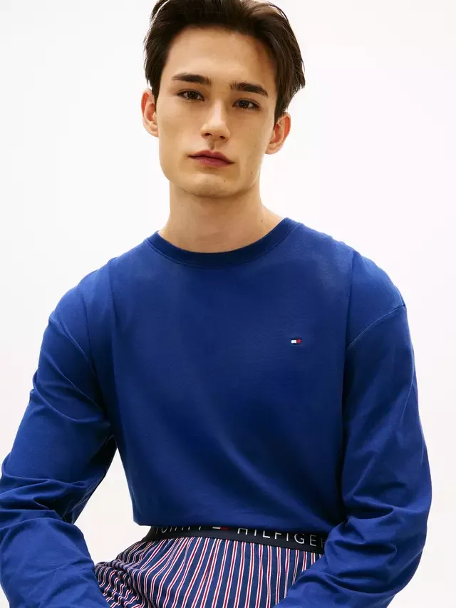Пижамный комплект из эластичного хлопкового трикотажа, сине-белый Tommy Hilfiger — фото 2