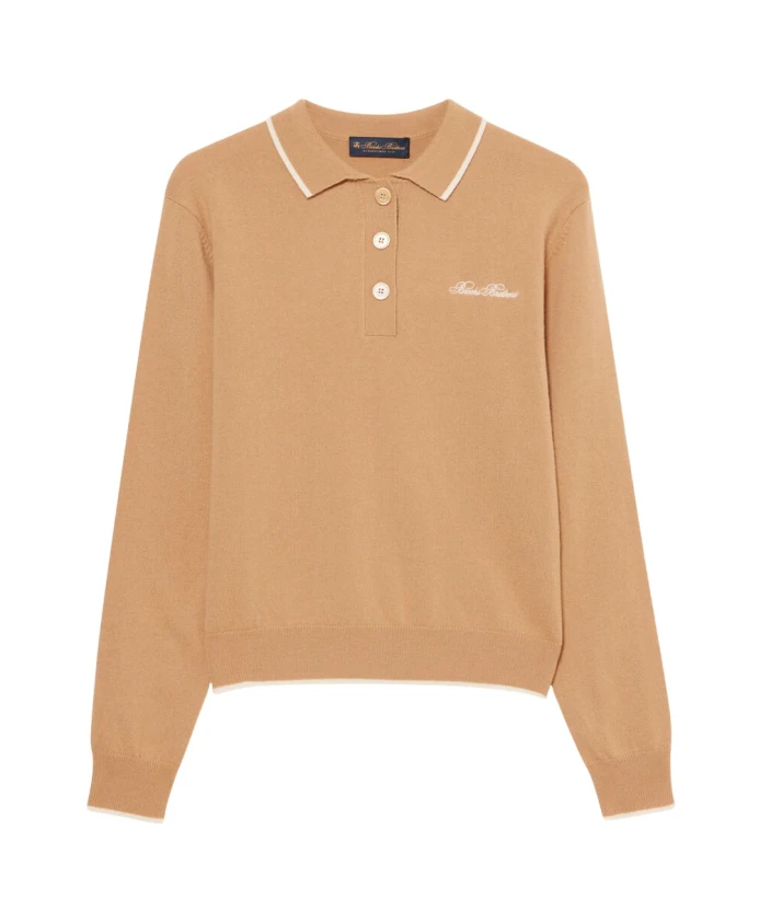 

Свитер-Поло из овечьей шерсти Brooks Brothers, бежевый