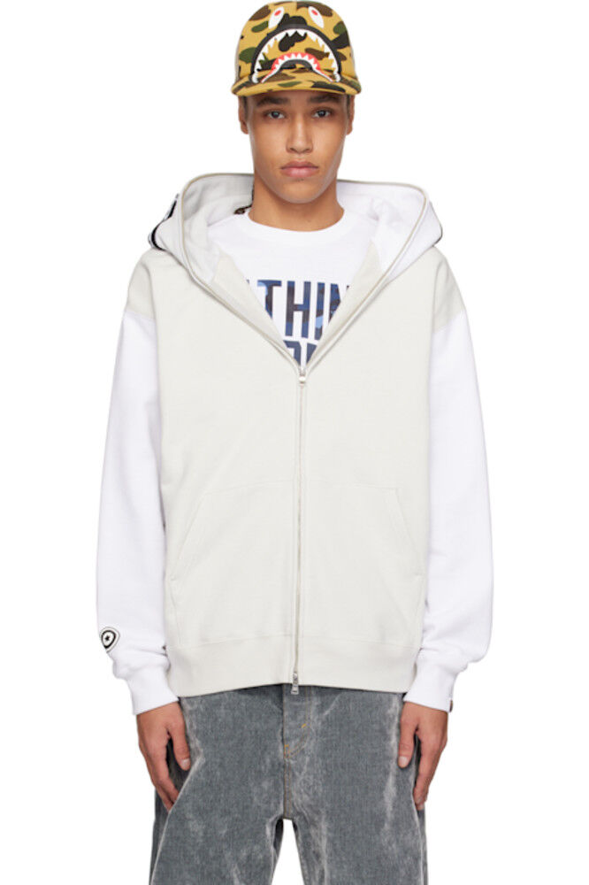 

Толстовка с капюшоном White & Grey Shark Full Zip #1 BAPE