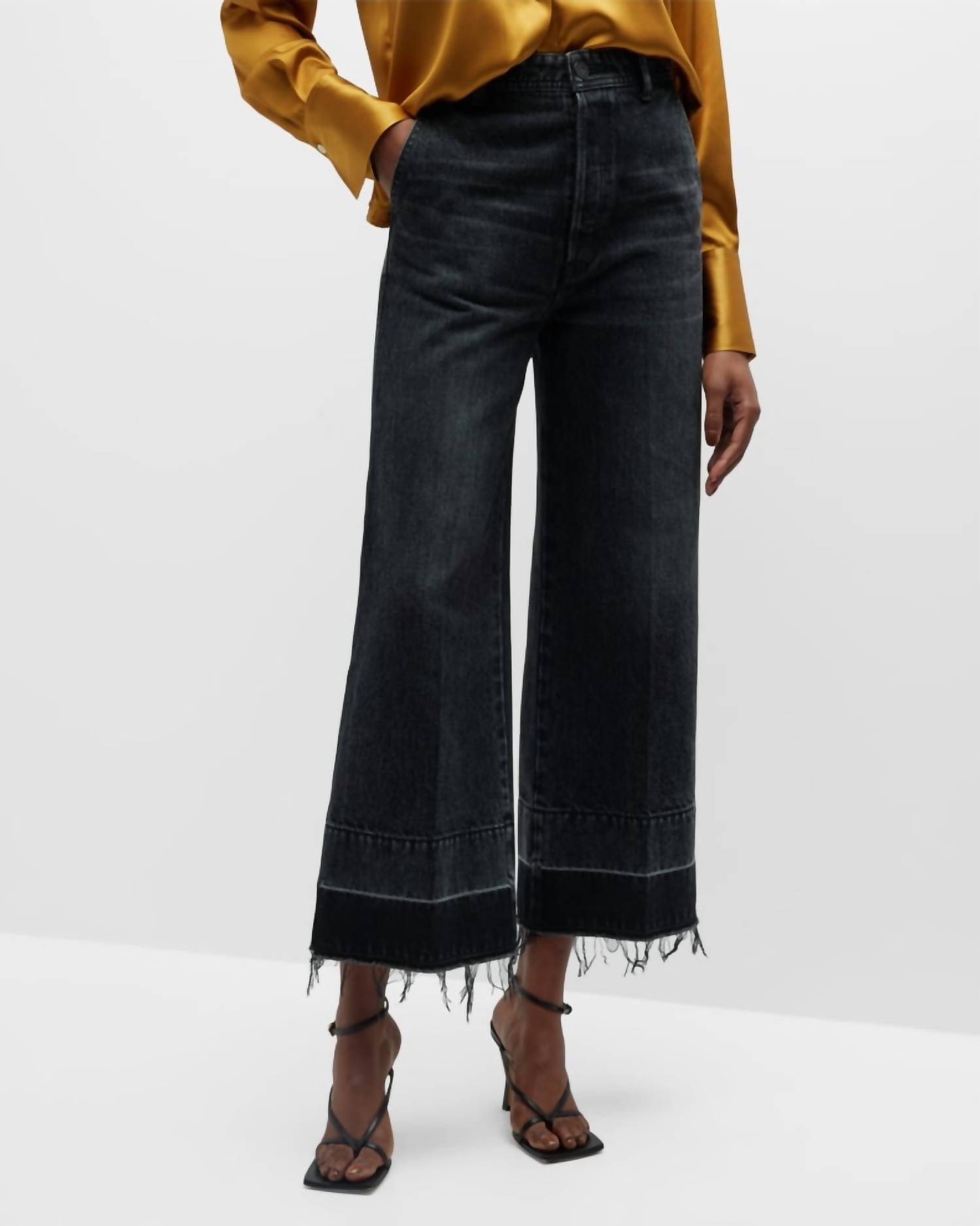 

Джинсы Elba Center Press Wide Crop черного цвета Moussy