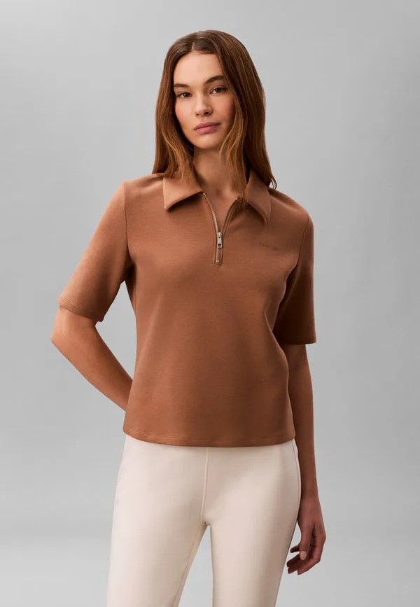 Рубашка-Поло spacer с половинной молнией Calvin Klein, Executive Brown