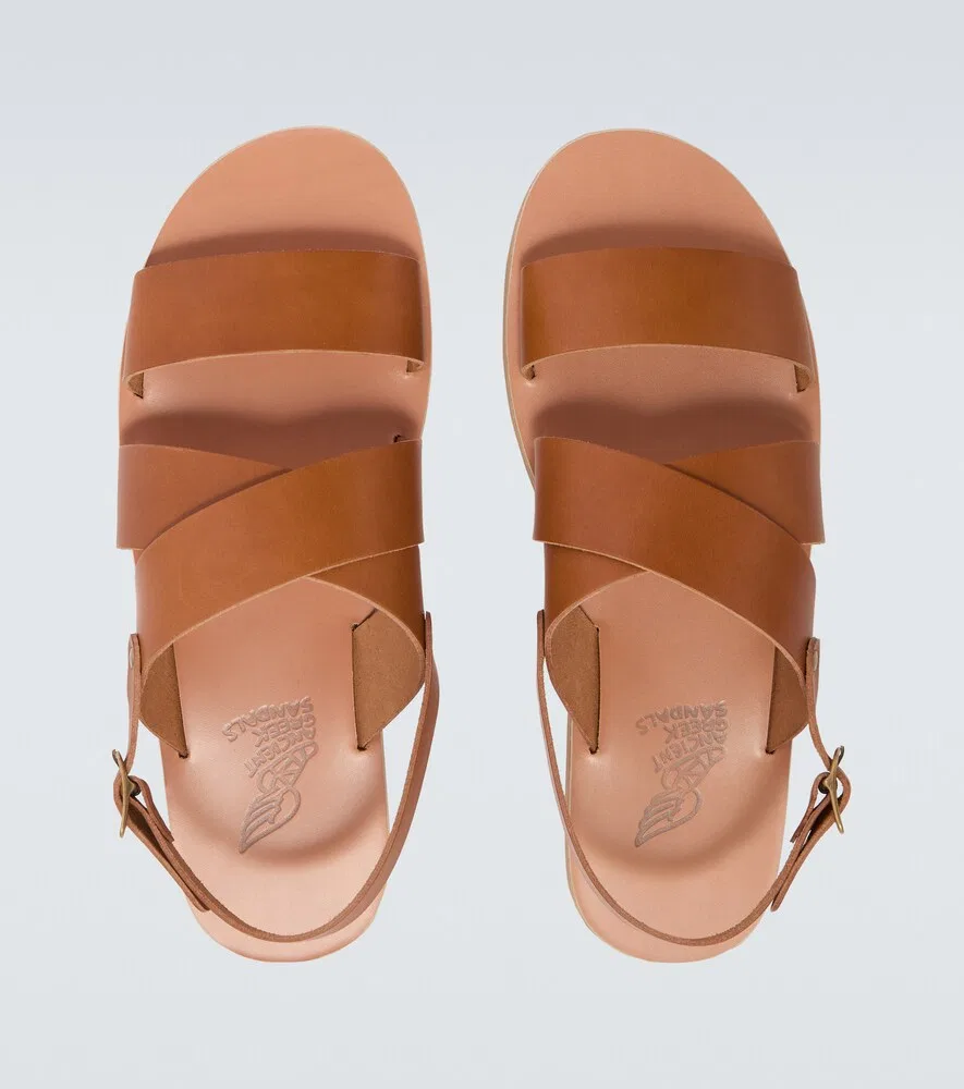 Кожаные сандалии-слингбэки Miltos Ancient Greek Sandals, коричневый — фото 4