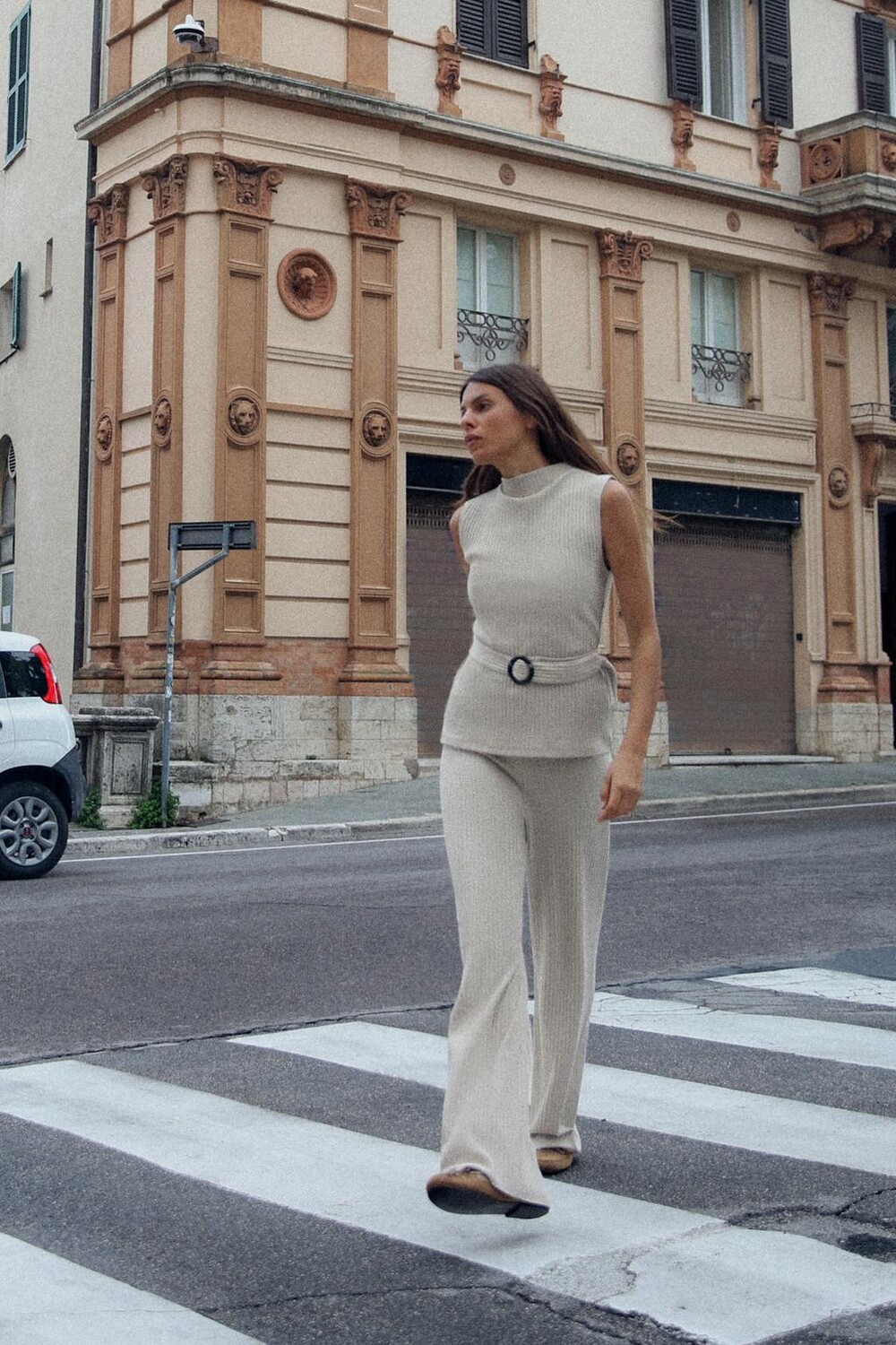 

Широкие брюки в ребрешку ZARA, норка