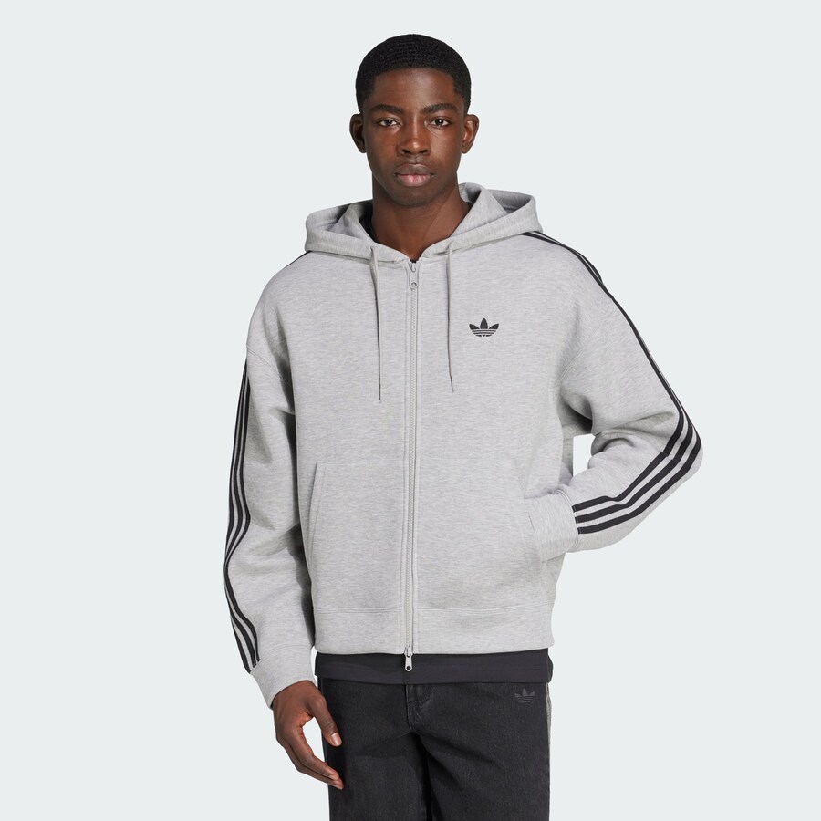 Толстовка с капюшоном на молнии ADIDAS ORIGINALS Adicolor Spacer, пятнистый серый — фото 2