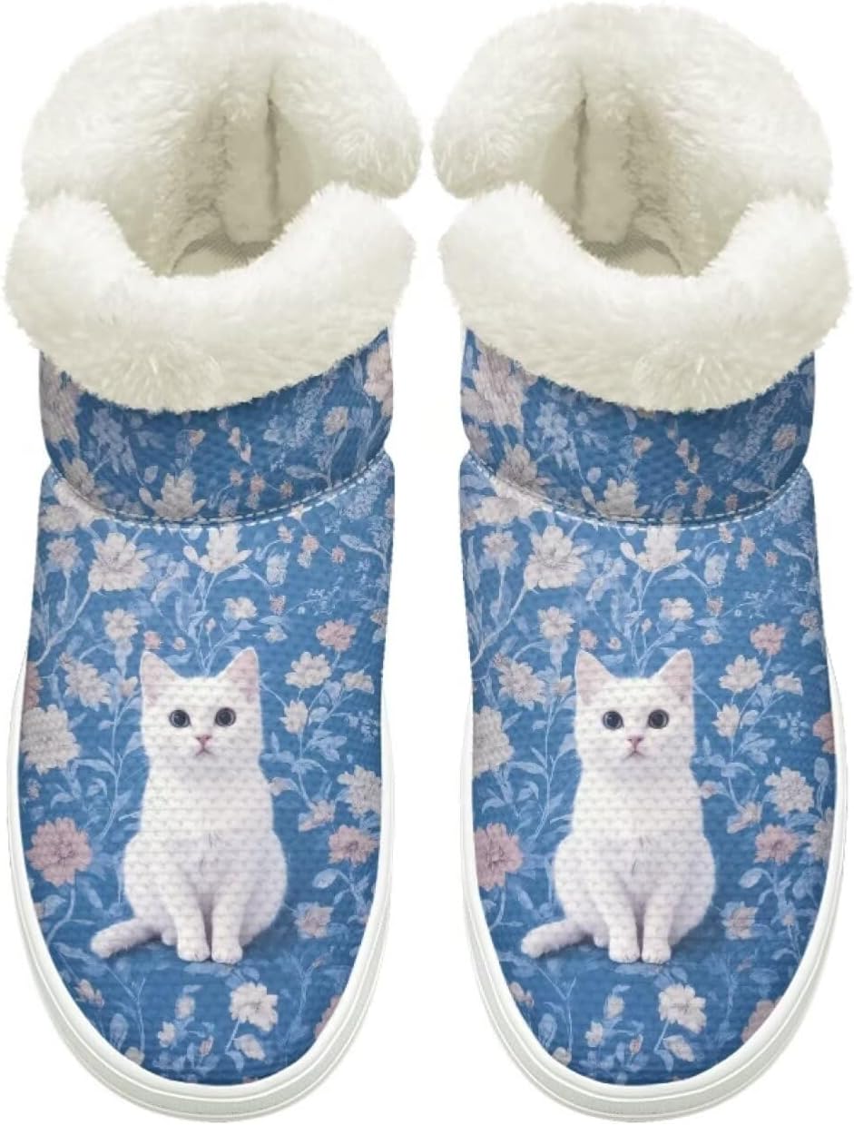 

Зимние Ботинки на Легком Надевании для Женщин и Мужчин с Эластичной Липучкой у Щиколотки, Пушистые Снежные Ботинки с Меховой Подкладкой, Удобные, Нескользящая Подошва Cugasmaru, синий