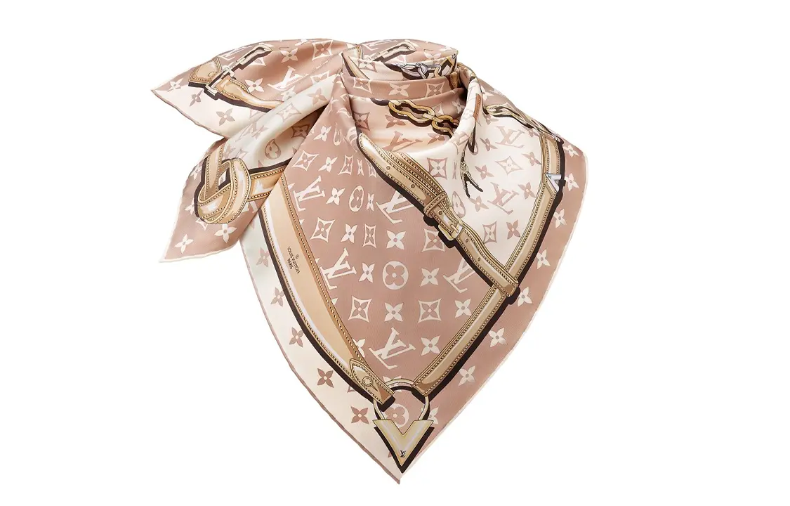 

Шарф шелковый Louis Vuitton, бежевый / белый / розовый