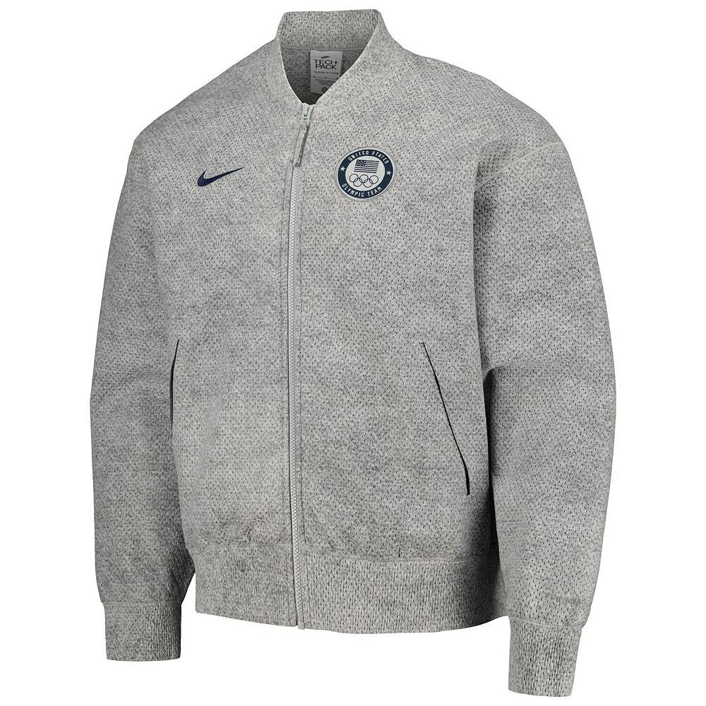 Мужская серая куртка с молнией во всю длину Nike Team USA 2024 для летних Олимпийских игр Media Day, цвет Usa Grey — фото 3