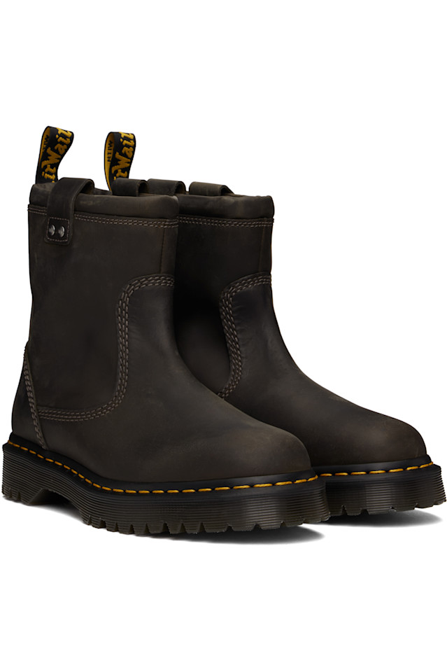 Мужские сапоги Dr. Martens Anistone lo кожаные с заклепками, коричневый — фото 4