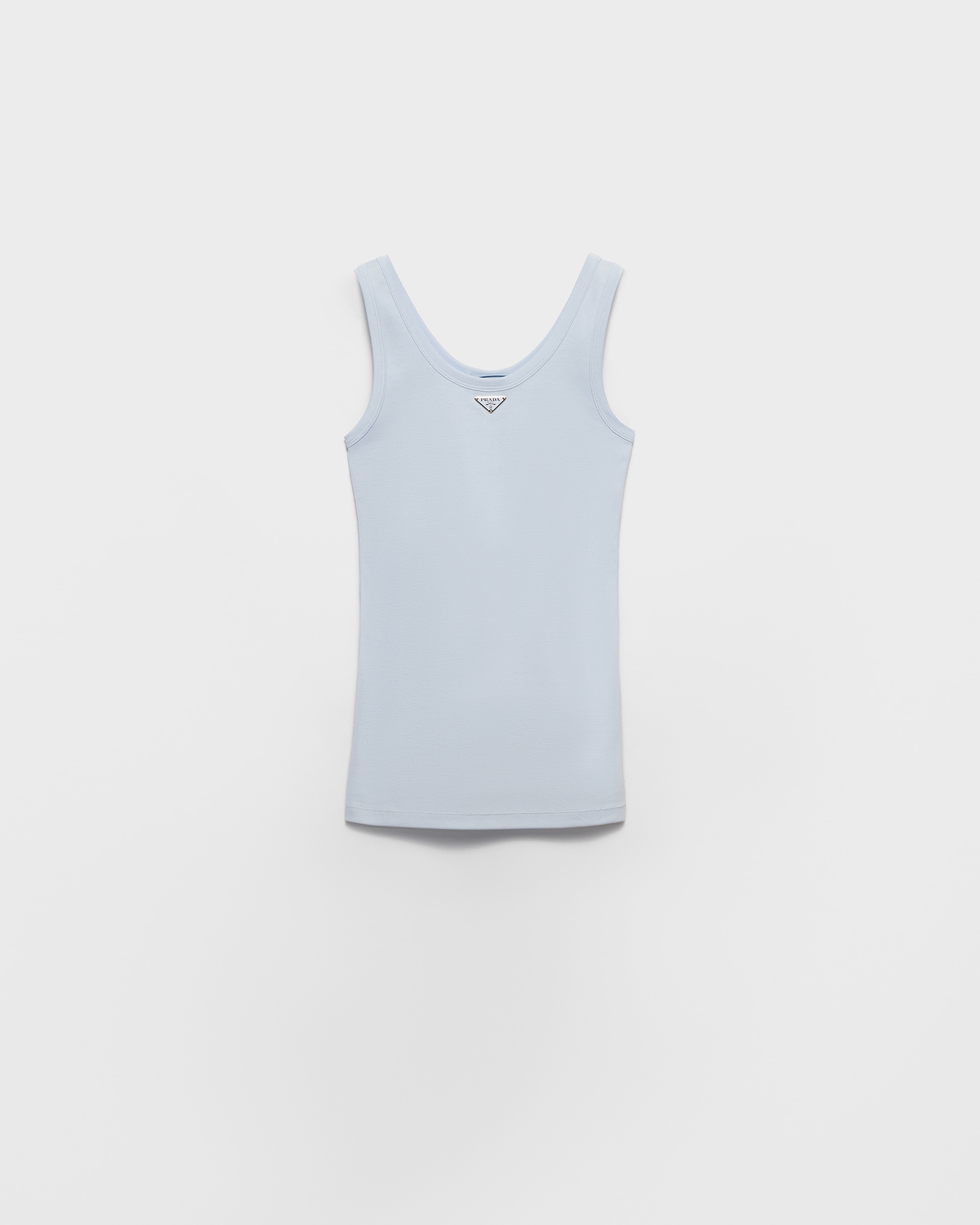 

Вязаный топ в рубчик Prada, небесно-голубой