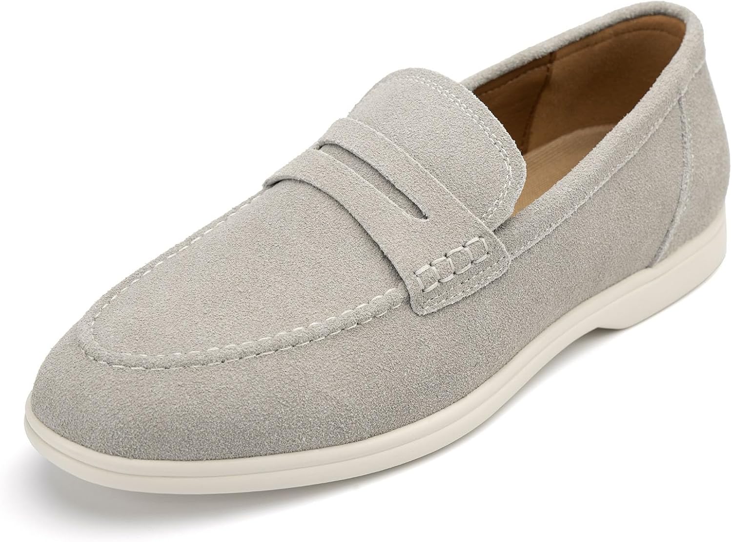 

Мужские лоферы Meijiana из натуральной кожи, мокасины на бедне, замшевые туфли, легкие и дышащие, с резиновой подошвой, стильные мужские лоферы, белый