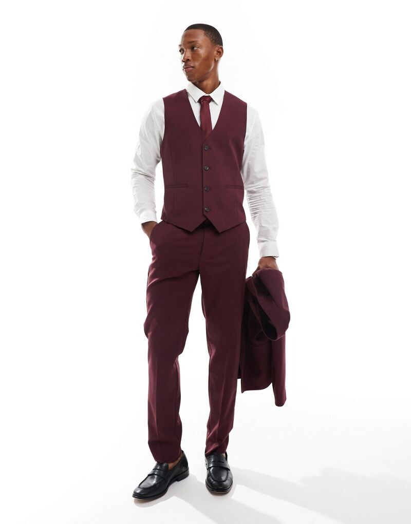 

Бордовые узкие брюки ASOS DESIGN