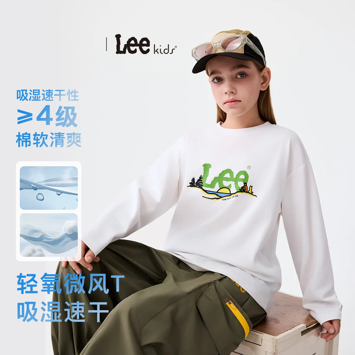 Футболка с круглым вырезом для школьников Lee, Moon White — фото 3