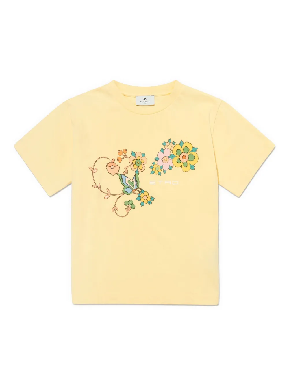 

Футболка с цветочным принтом ETRO KIDS, желтый