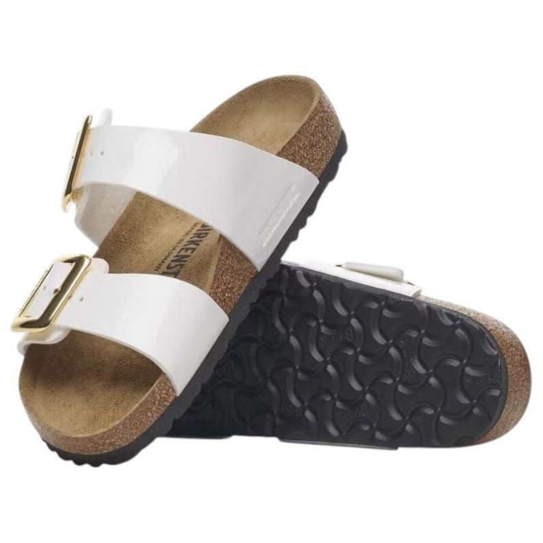 Шлепанцы (WMNS) Birkenstock Sydney Luxe Buckle Birko Flor Patent 'Patent White' — фото 3