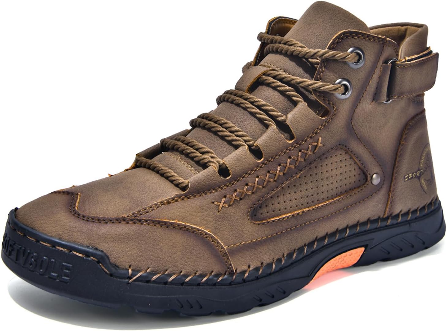 

Мужские ручной работы ботинки Чукка с плоской подошвой, удобные, с круглым носком, мягкой подошвой, противоскользящие, на шнуровке, для работы, вождения, повседневной носки, прогулок и офиса Bedgmdeg, коричневый