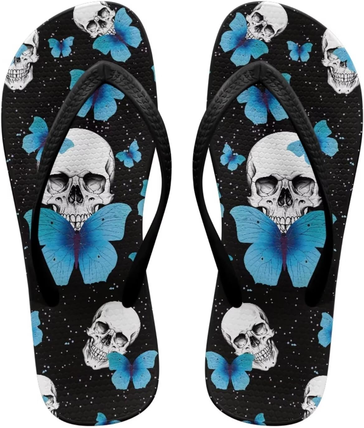 

Вьетнамки с черепом для женщин и мужчин, летние пляжные повседневные сандалии, удобные шлепанцы для душа Pointodoor, синий