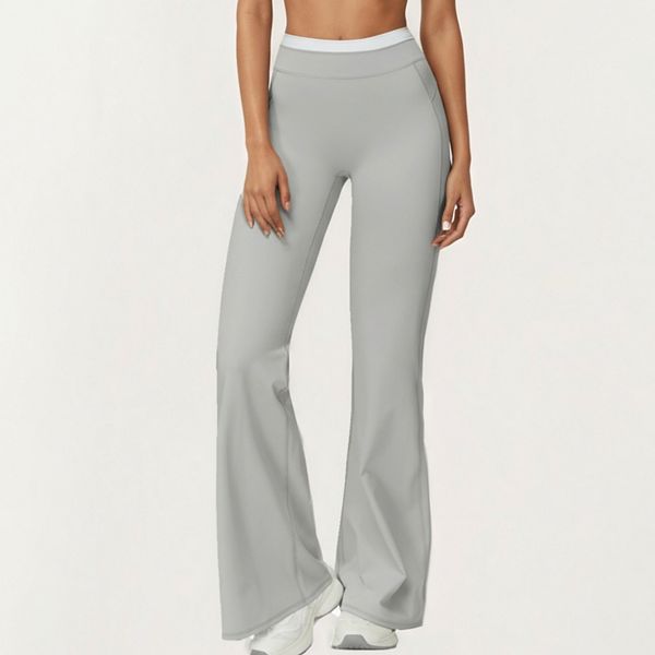

Женские активные брюки с высокой талией и расклешенными штанинами и широким поддерживающим поясом Anna-Kaci, Gray