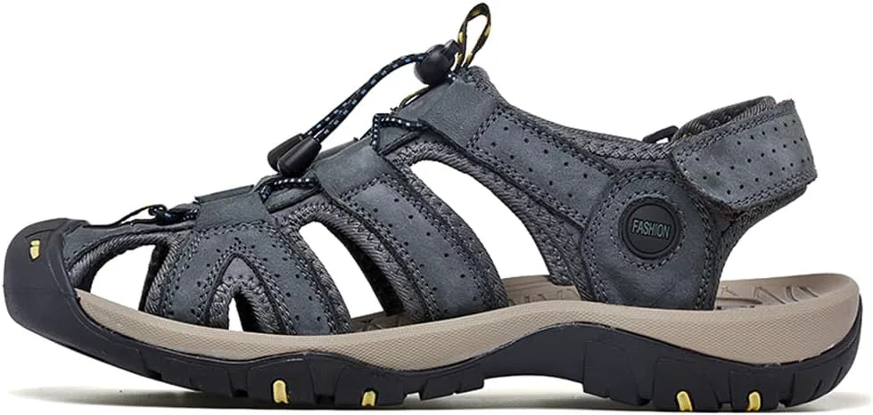 

Мужские спортивные сандалии для активного отдыха на открытом воздухе, с закрытым носком, кожаные, легкие, для трекинга и повседневной носки Abborora, синий