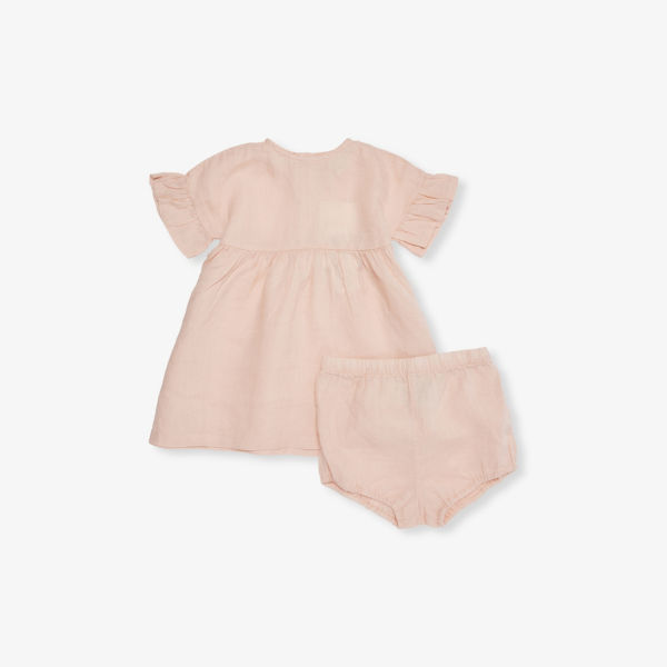 

Платье H&M Adorables из льна с оборками на рукавах и шортиками в комплекте 4-36 месяцев, оранжевый