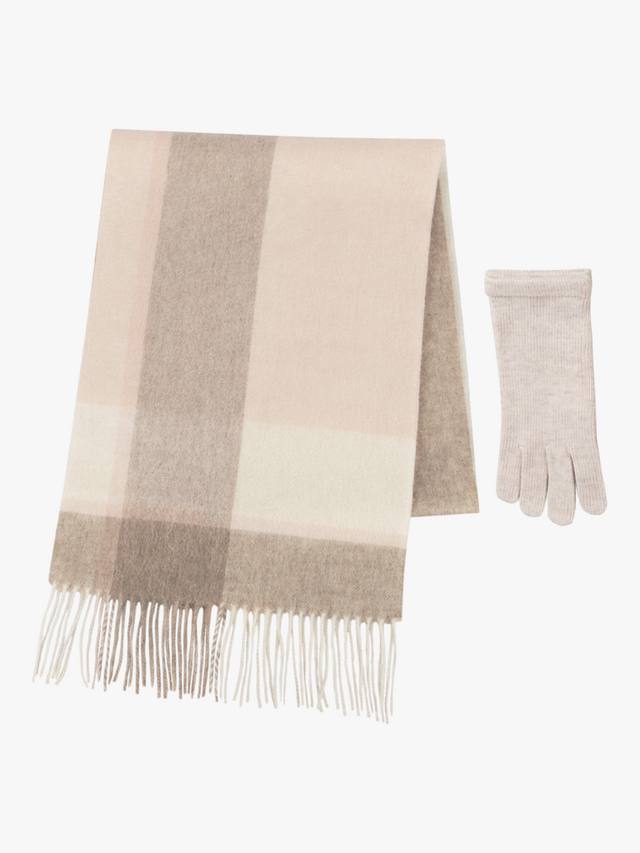 

Комплект шерстяных кашемировых шарфов и перчаток totes, цвет Oat