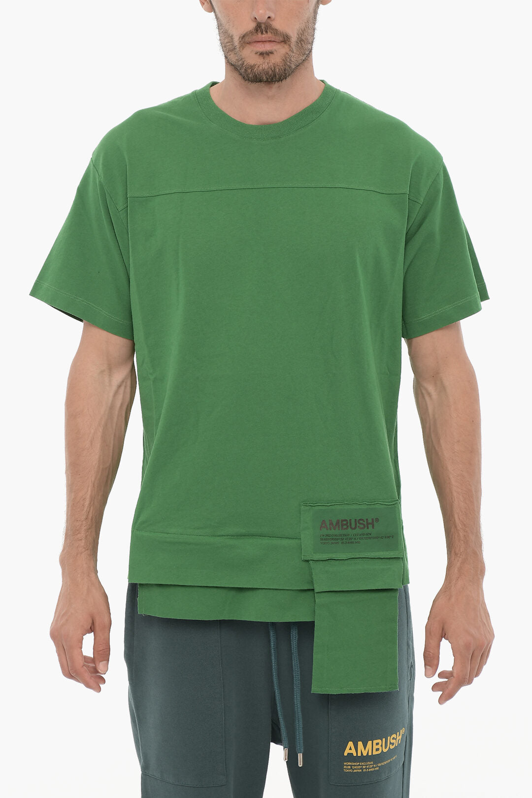 

Футболка Ambush Solid Color AMAZON SEA FOAM с круглым вырезом и карманом на талии, зеленый
