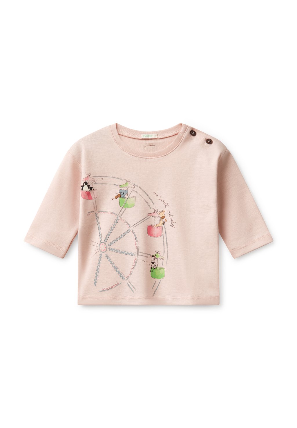 

Футболка с длинным рукавом WITH ANIMAL United Colors of Benetton, фуксия