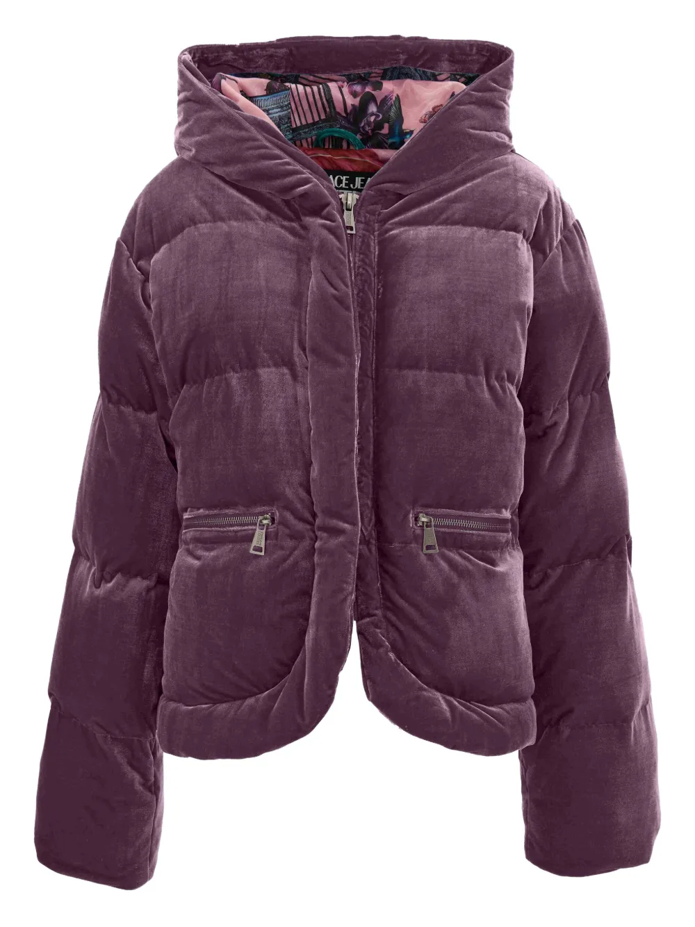 

Бархатная куртка-пуховик Versace Jeans Couture, фиолетовый