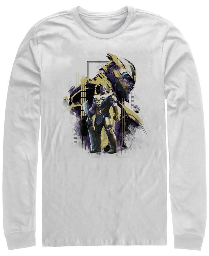 

Мужская футболка Marvel Avengers Endgame Thanos Mad Titan, вид сбоку, с длинным рукавом Fifth Sun, белый