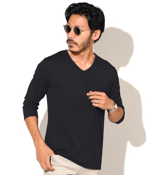 

Футболка с V-образным вырезом и рукавами 3/4 JIGGYS SHOP, черный