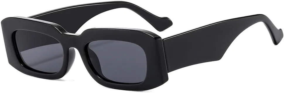 

Маленькие прямоугольные солнцезащитные очки для мужчин и женщин, с широкими дужками, дорожные солнцезащитные очки, винтажные, ретро, ​​UV400 HDUBFY, Black