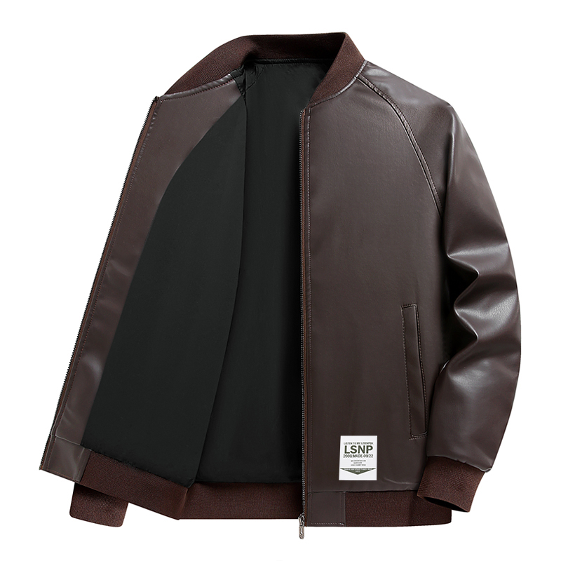 

Кожаная куртка Unisex Baseball Collar Moderate LISENPOK, coffee