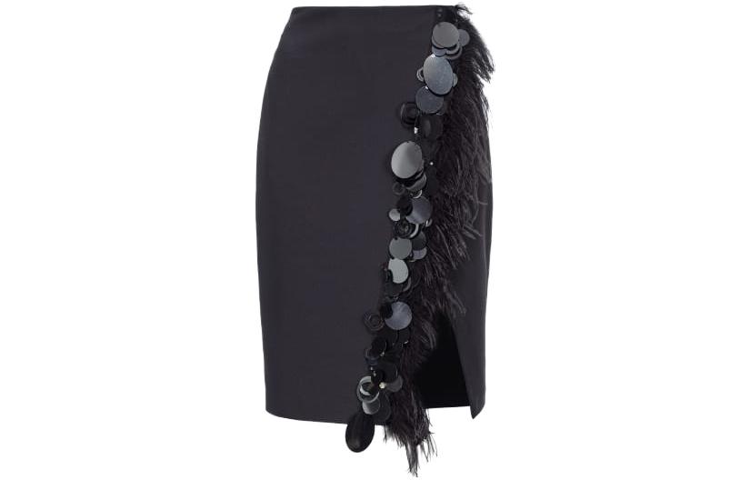 

PINKO Женская короткая юбка casual Black с перьями и пайетками FW23