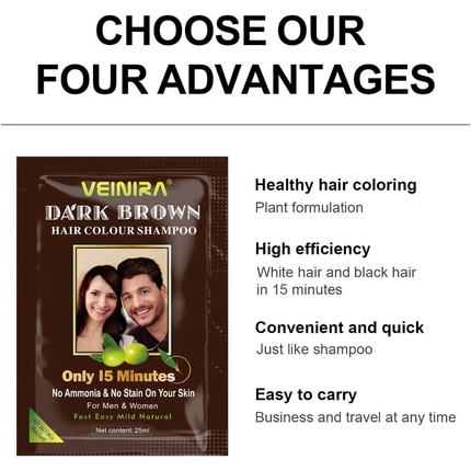 

Травяной шампунь-краска для волос Quick Hair Color Instant для мужчин и женщин Veinira
