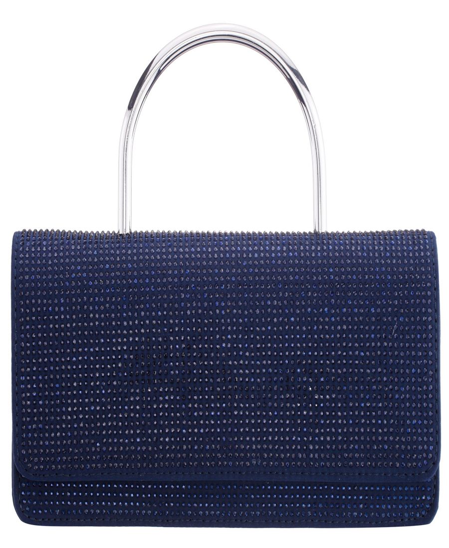 

Удлиненная сумка-мессенджер с магнитной застежкой и кристаллами Nina, Navy