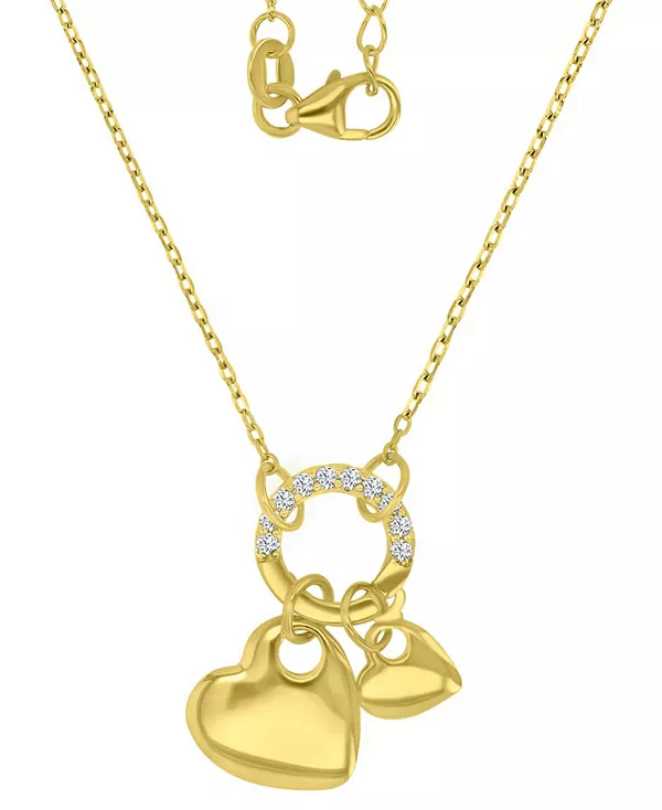 

Двойное ожерелье с подвеской в виде сердца из кубического циркония и держателем, 16 дюймов + удлинитель 2 дюйма Macy'S, gold