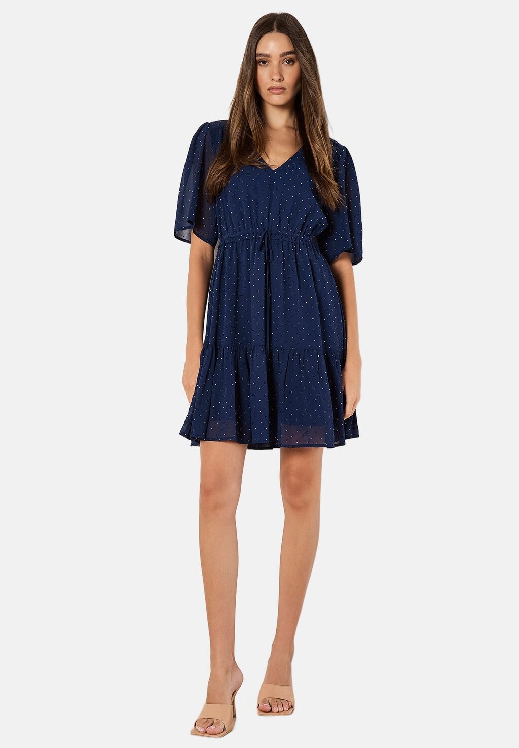 

Повседневное платье TIE-WAIST RUFFLE Apricot, темно-синий