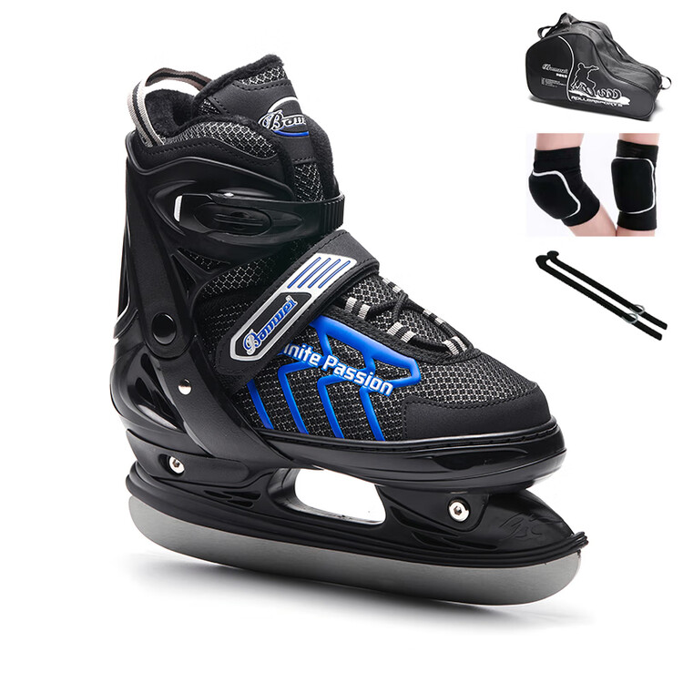 

HEAD Коньки для фигурного катания черные и синие с защитой для лезвий и наколенниками, размер m