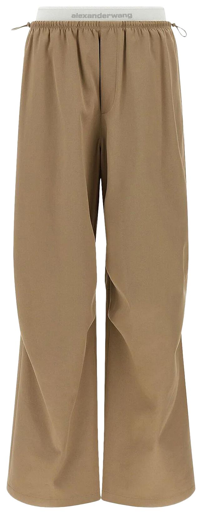 

Брюки Alexander Wang с завышенной талией и логотипом, эластичным поясом, средней посадки, коричневый