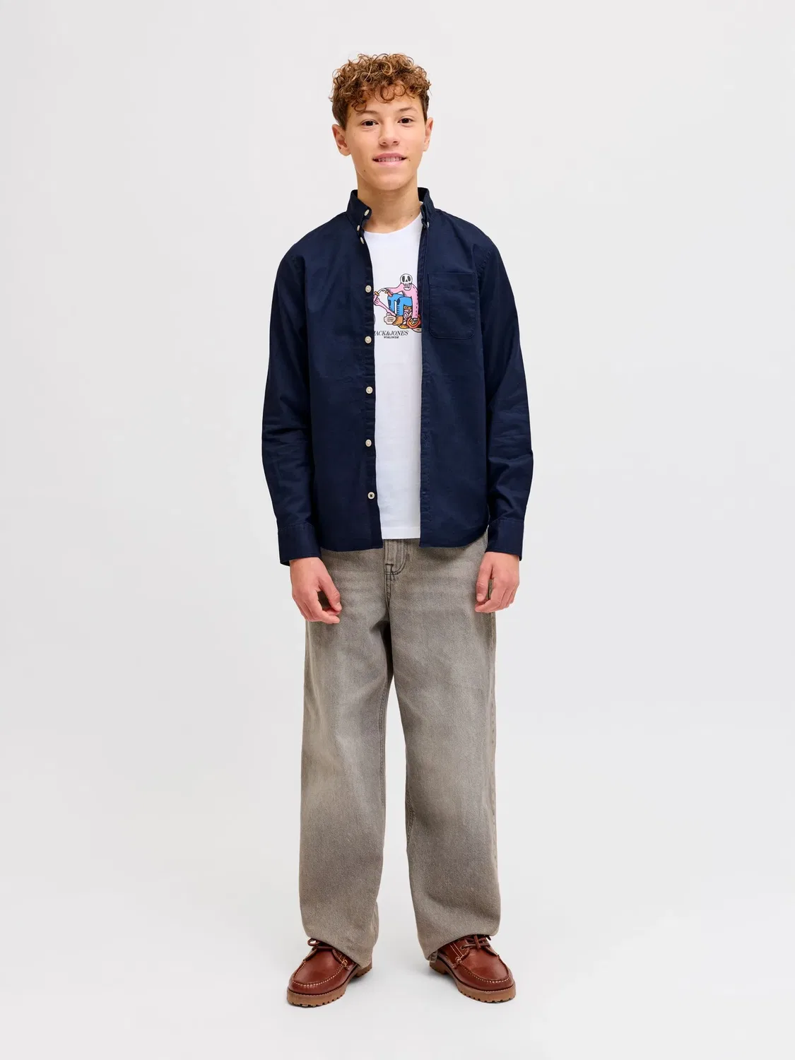 Рубашка Oxford, JACK & JONES Junior, navy blazer — фото 4