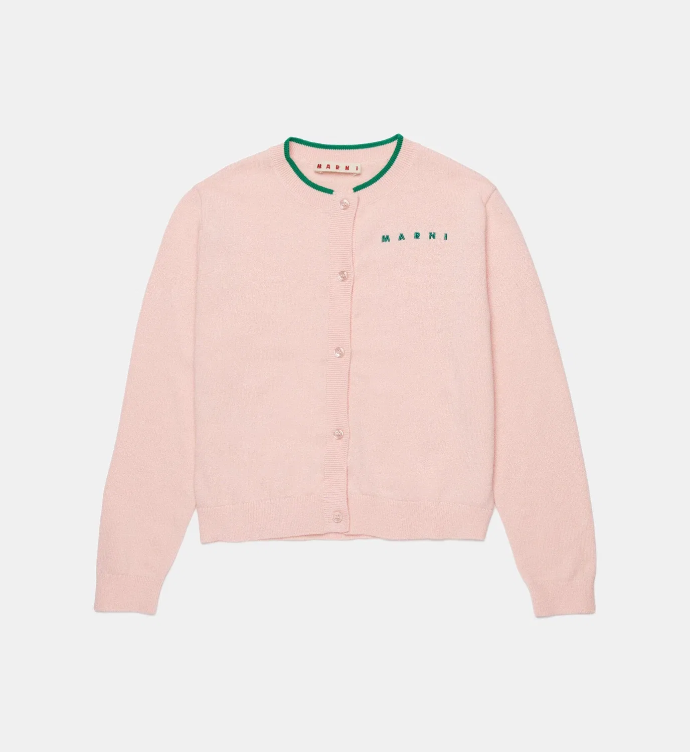 Кардиган с круглым вырезом и логотипом Marni, розовый