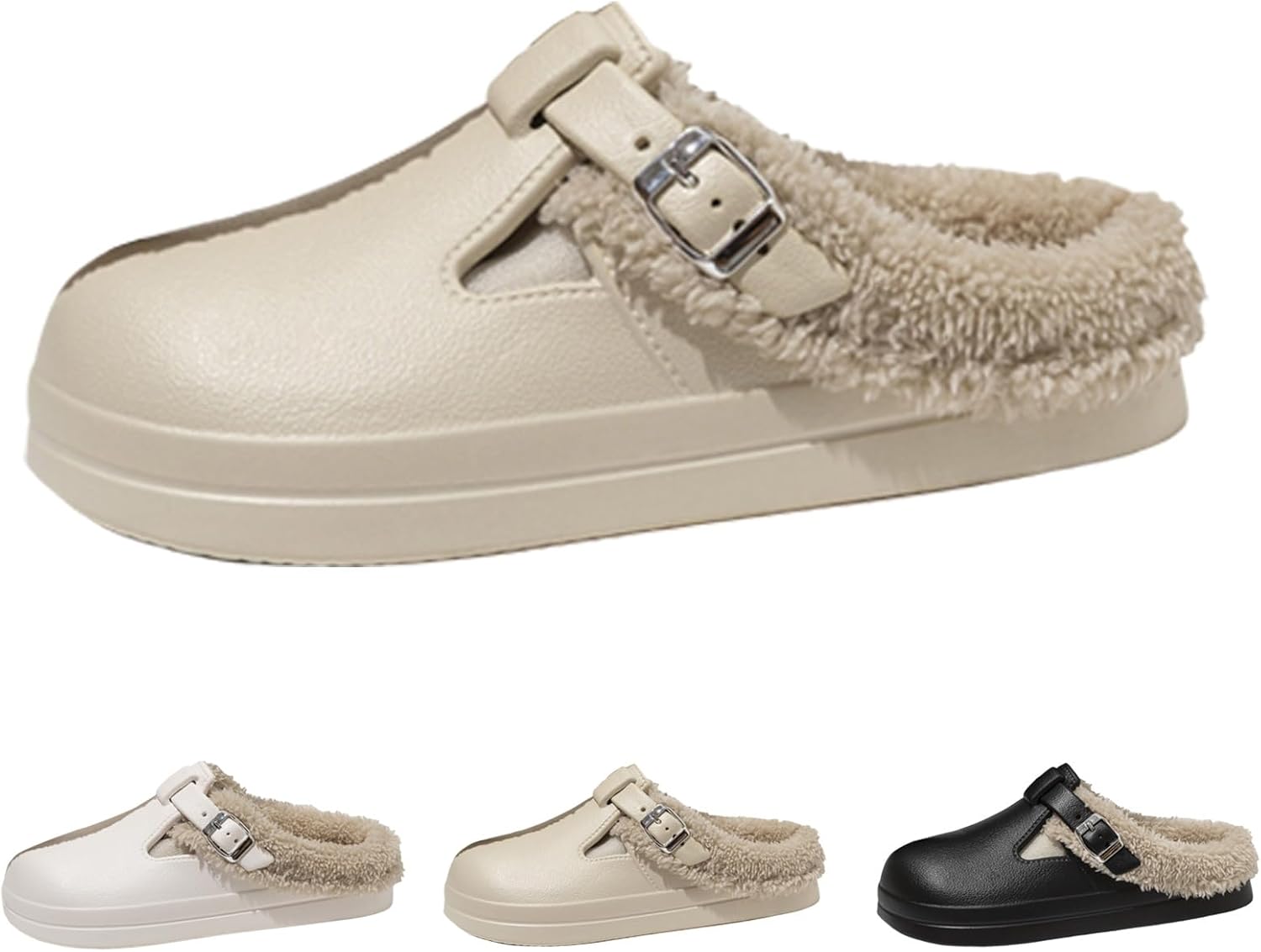 

Классические меховые пушистые утепленные сабо для женщин и мужчин, водонепроницаемые зимние садовые тапочки, теплые домашние тапочки для носки внутри и снаружи Generic, хаки