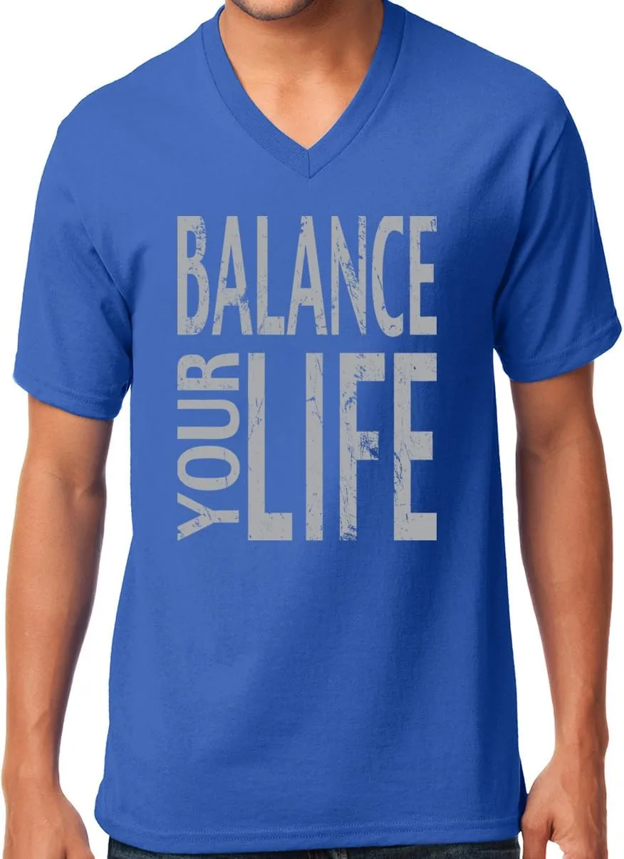 

Мужская футболка для йоги Balance Your Life из 100% хлопка с V-образным вырезом Yoga Clothing For You