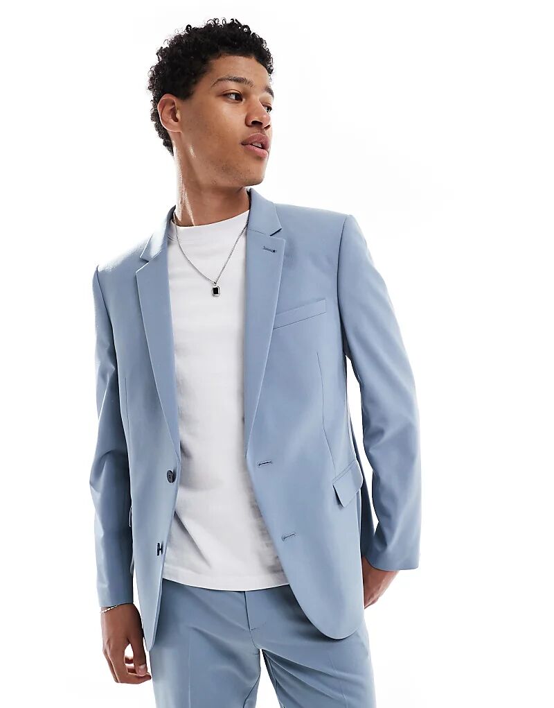 

Узкий пиджак ASOS DESIGN светло-голубого цвета