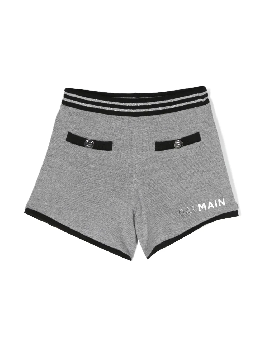 

Шерстяные шорты с логотипом Balmain Kids, серый