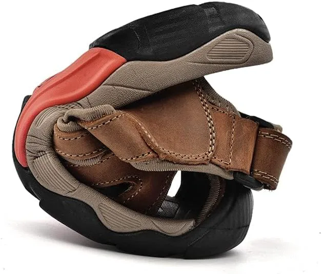 

Мужские спортивные сандалии для улицы и походов, кожаные с закрытым носком, легкие для ходьбы, летние повседневные сандалии и обувь для воды Kvdrcs, желтый