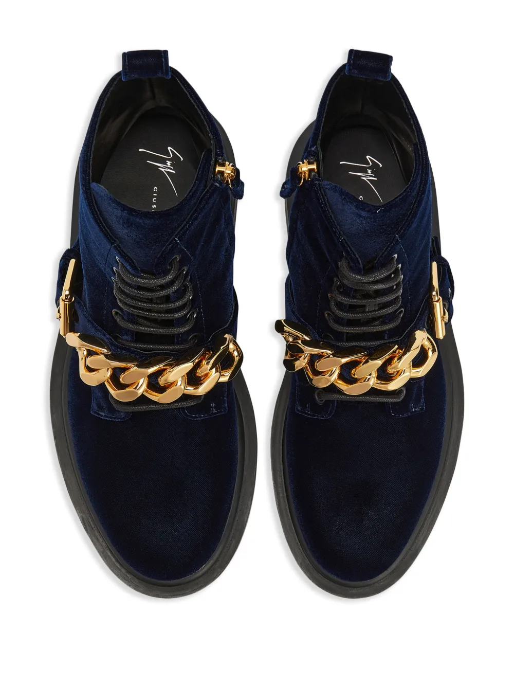 Бархатные ботинки Adric на шнуровке Giuseppe Zanotti, синий — фото 4