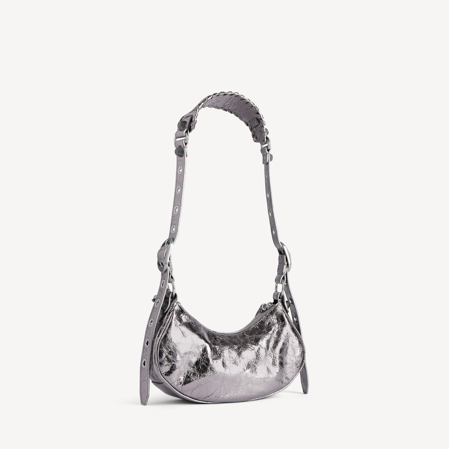 Женская сумка через плечо Le Cagole XS в серебристом цвете BALENCIAGA, серебряный — фото 3